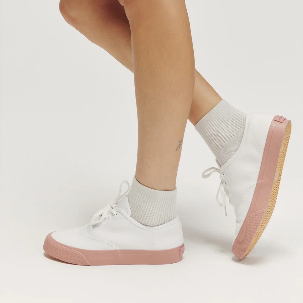 Reformation Hazel Canvas Sneaker in White / Serenade NWT